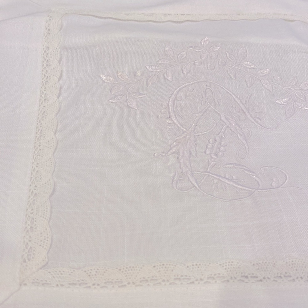 Pair - French Linen Embroidered Pillow Covers - Picture 4 of 7